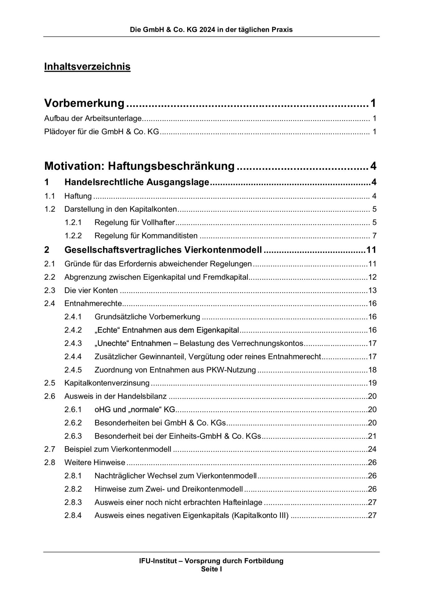 Die GmbH & Co. KG 2024 in der täglichen Praxis IFU Institut