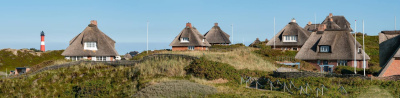 Traditionelle Strohdächer in Hörnum, Sylt, Schleswig-Holstein, Deutschland