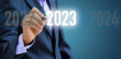 Konzept des neuen Geschäftsjahres 2023 mit neuen Ideen.