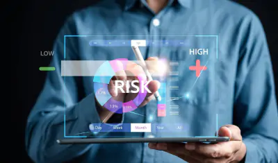 hohes Risiko der Entscheidungsfindung und Risikoanalyse in Unternehmen. Die Messung der Ebene Bar Virtual, Risky Business Risk Management Kontrolle und Strategie.