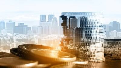 Kreative Grafik zeigt Wirtschaft und Finanzwachstum durch Investitionen in wertvolle Vermögenswerte